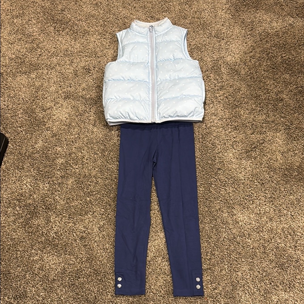 Gymboree White and Blue Leggings Stretchy Comfortable Bottoms